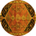 Round Persian Yellow Traditional Rug, tr299yw