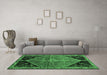 Machine Washable Persian Emerald Green Traditional Area Rugs in a Living Room,, wshtr299emgrn