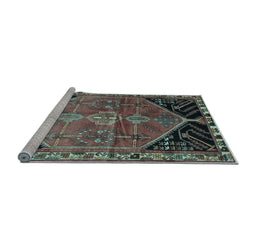 Sideview of Machine Washable Persian Light Blue Traditional Rug, wshtr299lblu