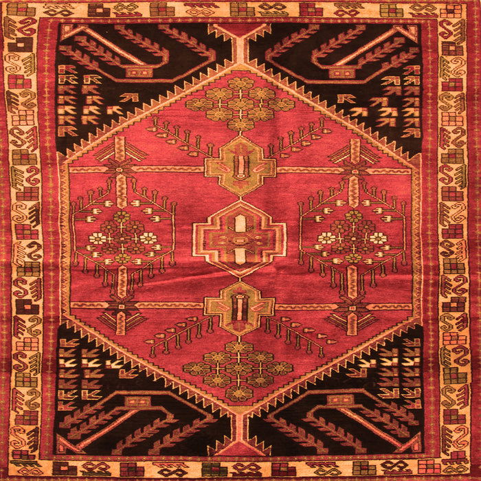 Round Machine Washable Persian Orange Traditional Area Rugs, wshtr299org