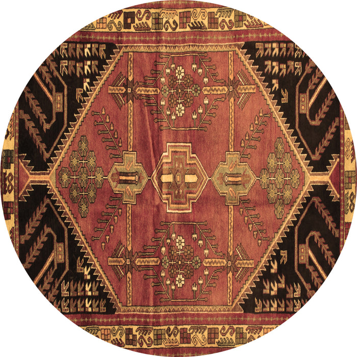 Round Persian Brown Traditional Rug, tr299brn