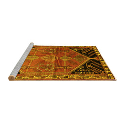 Sideview of Machine Washable Persian Yellow Traditional Rug, wshtr299yw