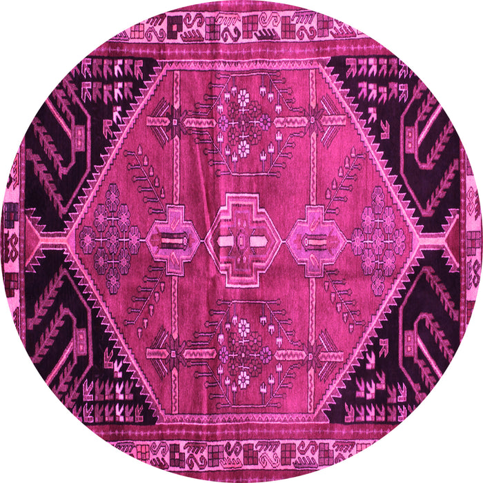 Round Machine Washable Persian Pink Traditional Rug, wshtr299pnk