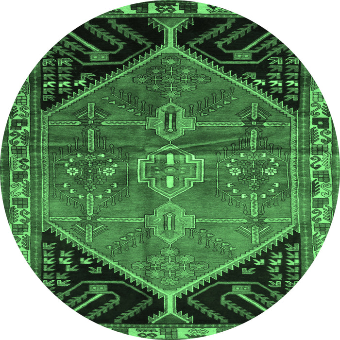 Round Persian Emerald Green Traditional Rug, tr299emgrn