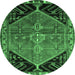 Round Persian Emerald Green Traditional Rug, tr299emgrn