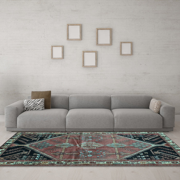 Machine Washable Persian Light Blue Traditional Rug in a Living Room, wshtr299lblu