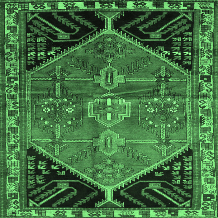 Square Persian Emerald Green Traditional Rug, tr299emgrn