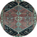 Round Persian Light Blue Traditional Rug, tr299lblu