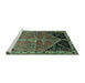 Sideview of Machine Washable Persian Turquoise Traditional Area Rugs, wshtr299turq