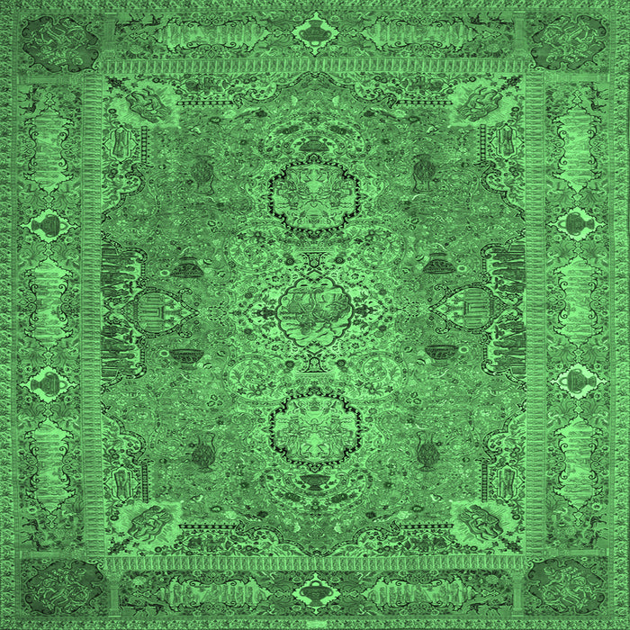 Square Machine Washable Persian Emerald Green Traditional Area Rugs, wshtr29emgrn