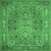 Square Machine Washable Persian Emerald Green Traditional Area Rugs, wshtr29emgrn