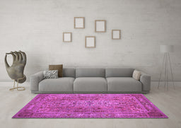 Machine Washable Persian Purple Traditional Area Rugs in a Living Room, wshtr29pur