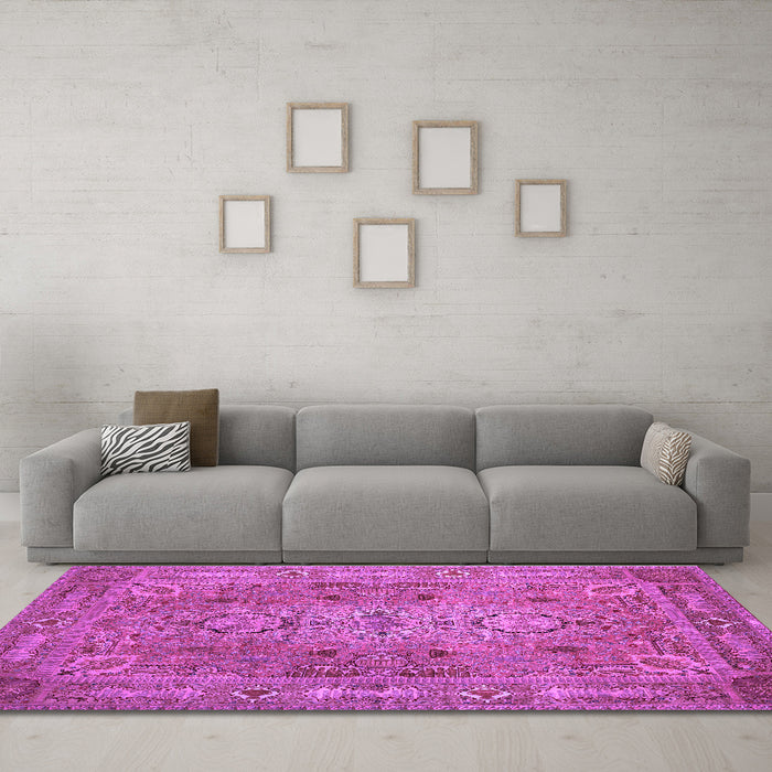 Machine Washable Persian Purple Traditional Area Rugs in a Living Room, wshtr29pur