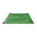 Sideview of Machine Washable Persian Emerald Green Traditional Area Rugs, wshtr29emgrn