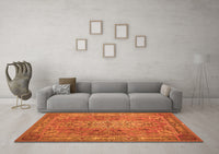 Machine Washable Persian Orange Traditional Rug, wshtr29org