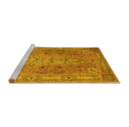 Sideview of Machine Washable Persian Yellow Traditional Rug, wshtr29yw