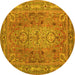Round Persian Yellow Traditional Rug, tr29yw