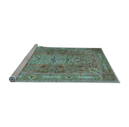Sideview of Machine Washable Persian Light Blue Traditional Rug, wshtr29lblu