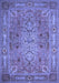 Machine Washable Persian Blue Traditional Rug, wshtr29blu