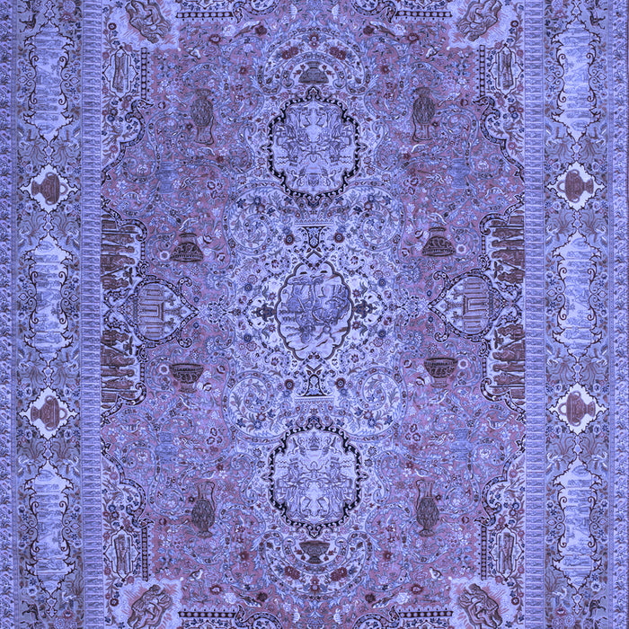 Machine Washable Persian Blue Traditional Rug, wshtr29blu