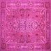 Square Machine Washable Persian Pink Traditional Rug, wshtr29pnk