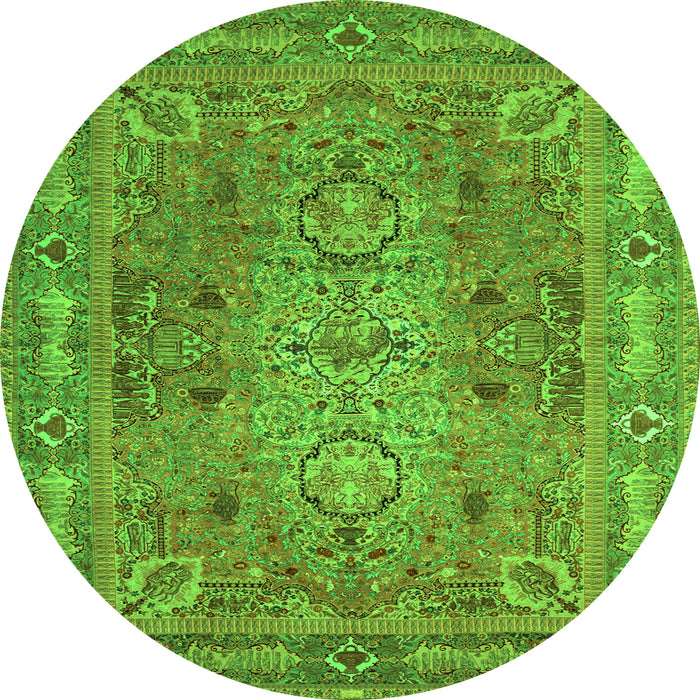 Square Persian Green Traditional Rug, tr29grn