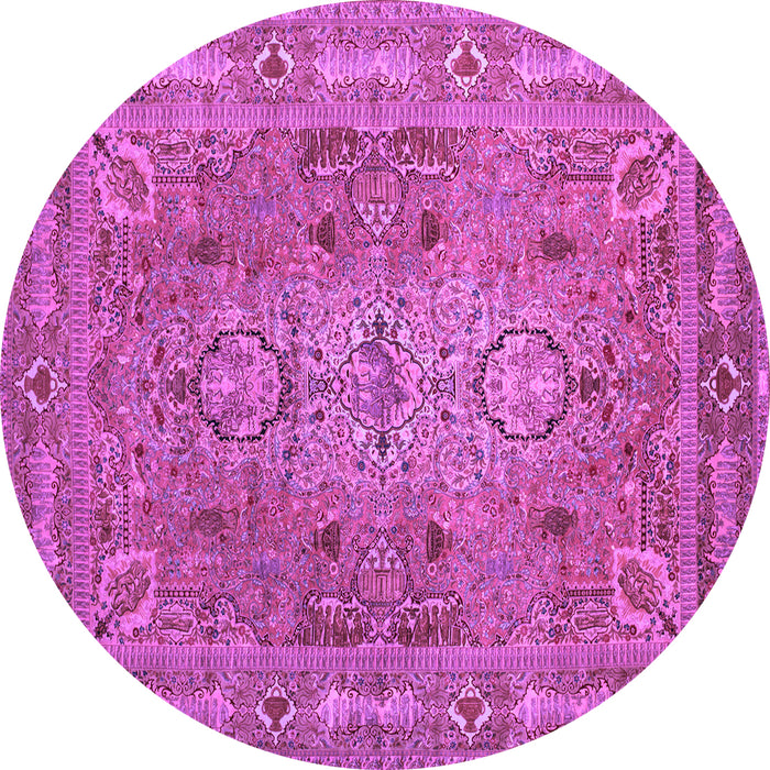 Round Persian Purple Traditional Rug, tr29pur