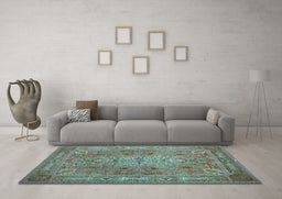 Machine Washable Persian Light Blue Traditional Rug in a Living Room, wshtr29lblu
