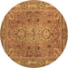 Round Persian Brown Traditional Rug, tr29brn