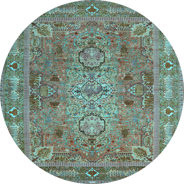 Round Persian Light Blue Traditional Rug, tr29lblu
