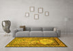 Machine Washable Persian Yellow Traditional Rug in a Living Room, wshtr2yw