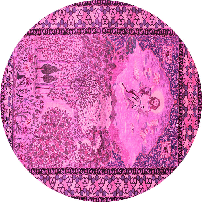 Round Persian Pink Traditional Rug, tr2pnk