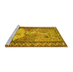Sideview of Machine Washable Persian Yellow Traditional Rug, wshtr2yw