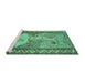 Sideview of Machine Washable Persian Turquoise Traditional Area Rugs, wshtr2turq