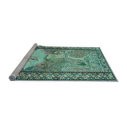Sideview of Machine Washable Persian Light Blue Traditional Rug, wshtr2lblu
