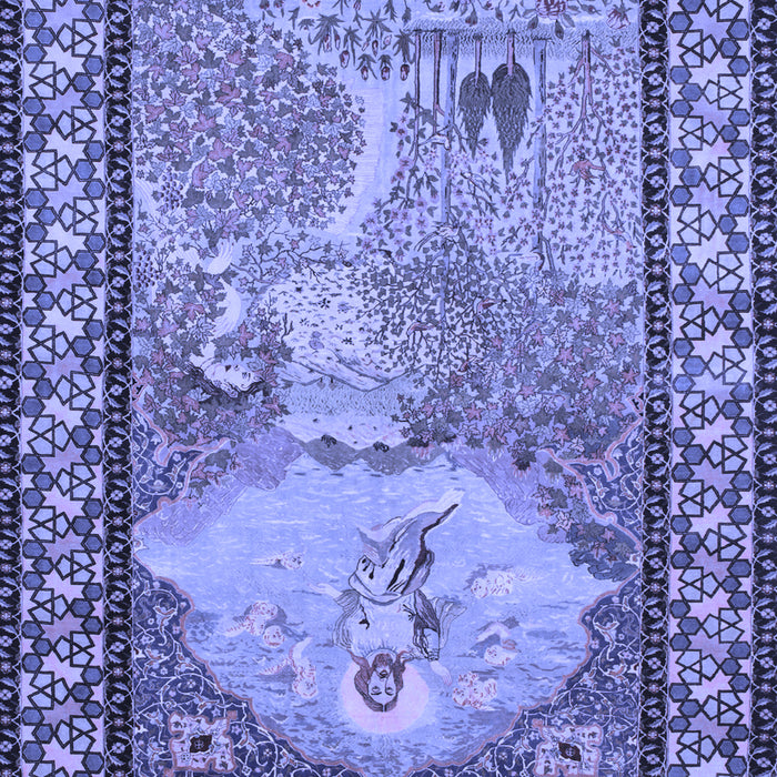 Machine Washable Persian Blue Traditional Rug, wshtr2blu