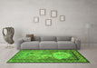 Machine Washable Persian Green Traditional Area Rugs in a Living Room,, wshtr2grn