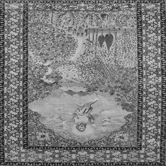 Round Machine Washable Persian Gray Traditional Rug, wshtr2gry