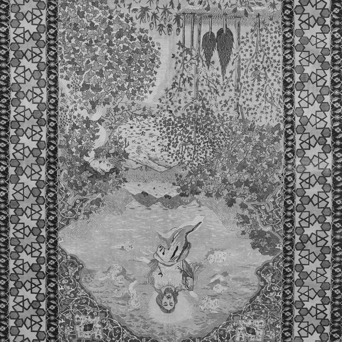 Serging Thickness of Machine Washable Persian Gray Traditional Rug, wshtr2gry