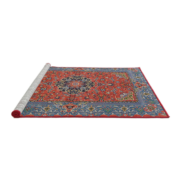 Sideview of Machine Washable Traditional Fire Brick Red Rug, wshtr3