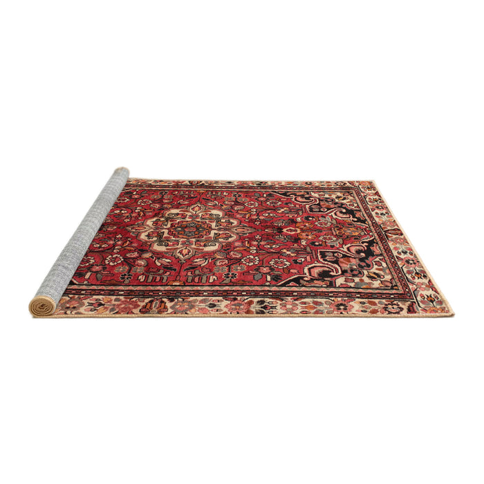 Sideview of Machine Washable Traditional Saffron Red Rug, wshtr300