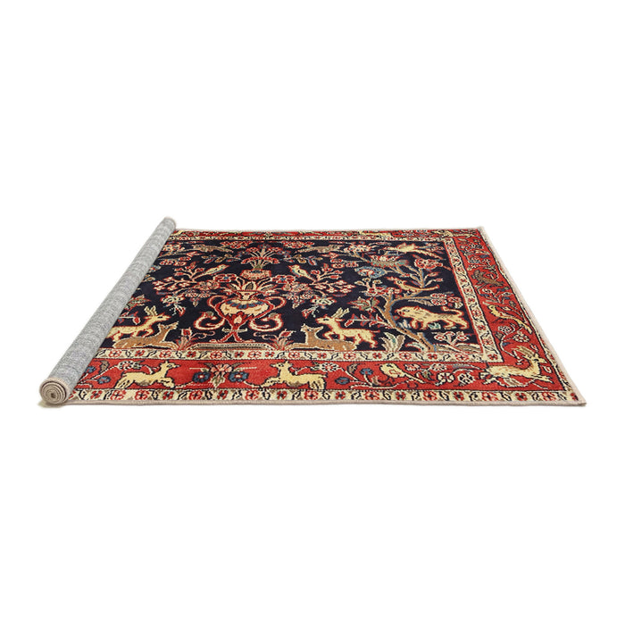 Sideview of Machine Washable Traditional Saffron Red Rug, wshtr3000