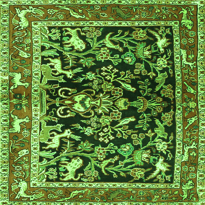 Round Machine Washable Animal Green Traditional Area Rugs, wshtr3000grn