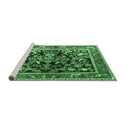 Sideview of Machine Washable Animal Emerald Green Traditional Area Rugs, wshtr3000emgrn