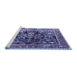 Sideview of Machine Washable Animal Blue Traditional Rug, wshtr3000blu
