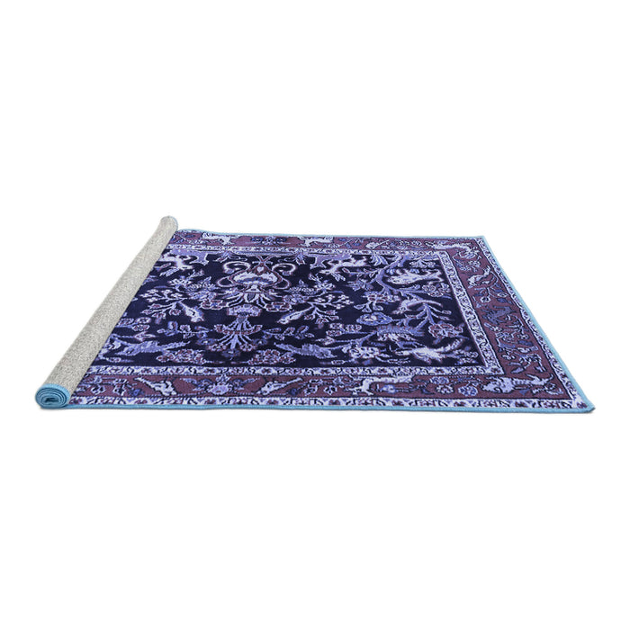 Sideview of Machine Washable Animal Blue Traditional Rug, wshtr3000blu