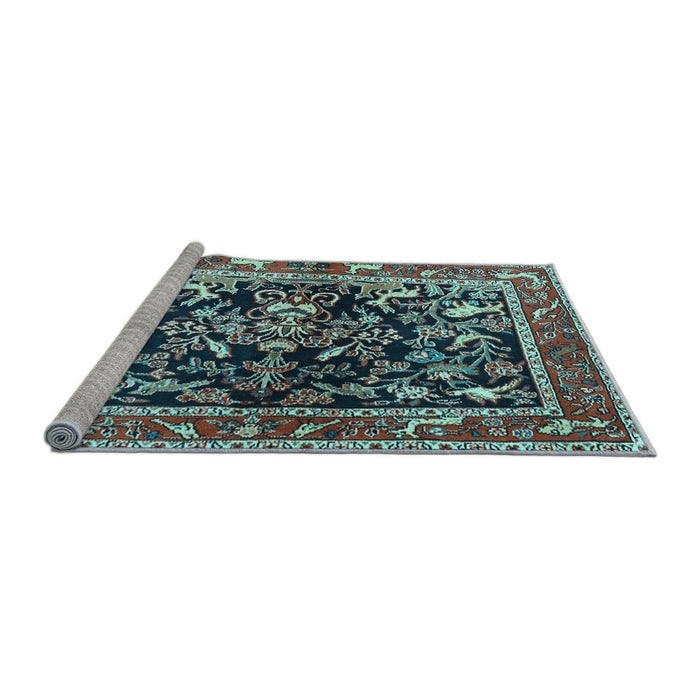 Sideview of Machine Washable Animal Light Blue Traditional Rug, wshtr3000lblu