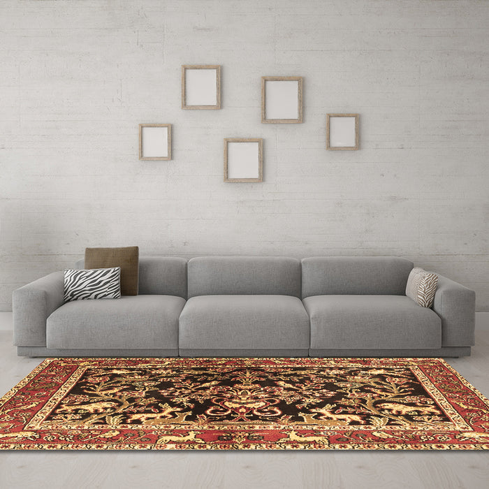 Machine Washable Animal Brown Traditional Rug in a Living Room,, wshtr3000brn