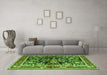 Machine Washable Animal Green Traditional Area Rugs in a Living Room,, wshtr3000grn