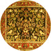 Round Animal Yellow Traditional Rug, tr3000yw